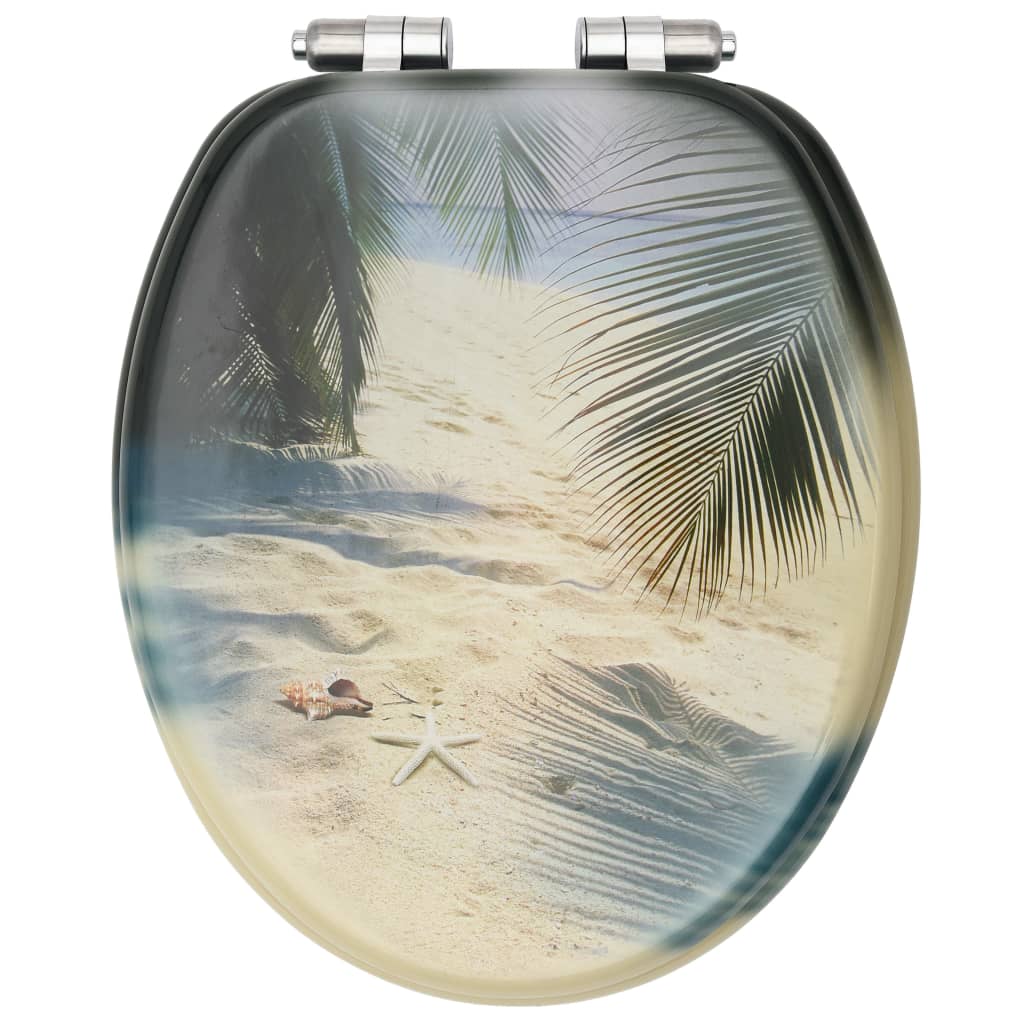 vidaXL Toaletne daske s poklopcem 2 kom MDF s uzorkom plaže