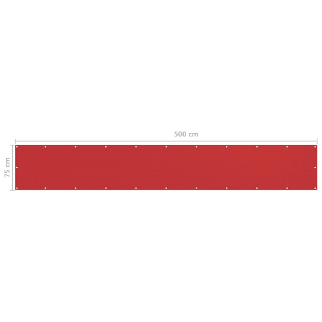 vidaXL Balkonski zastor crveni 75 x 500 cm HDPE
