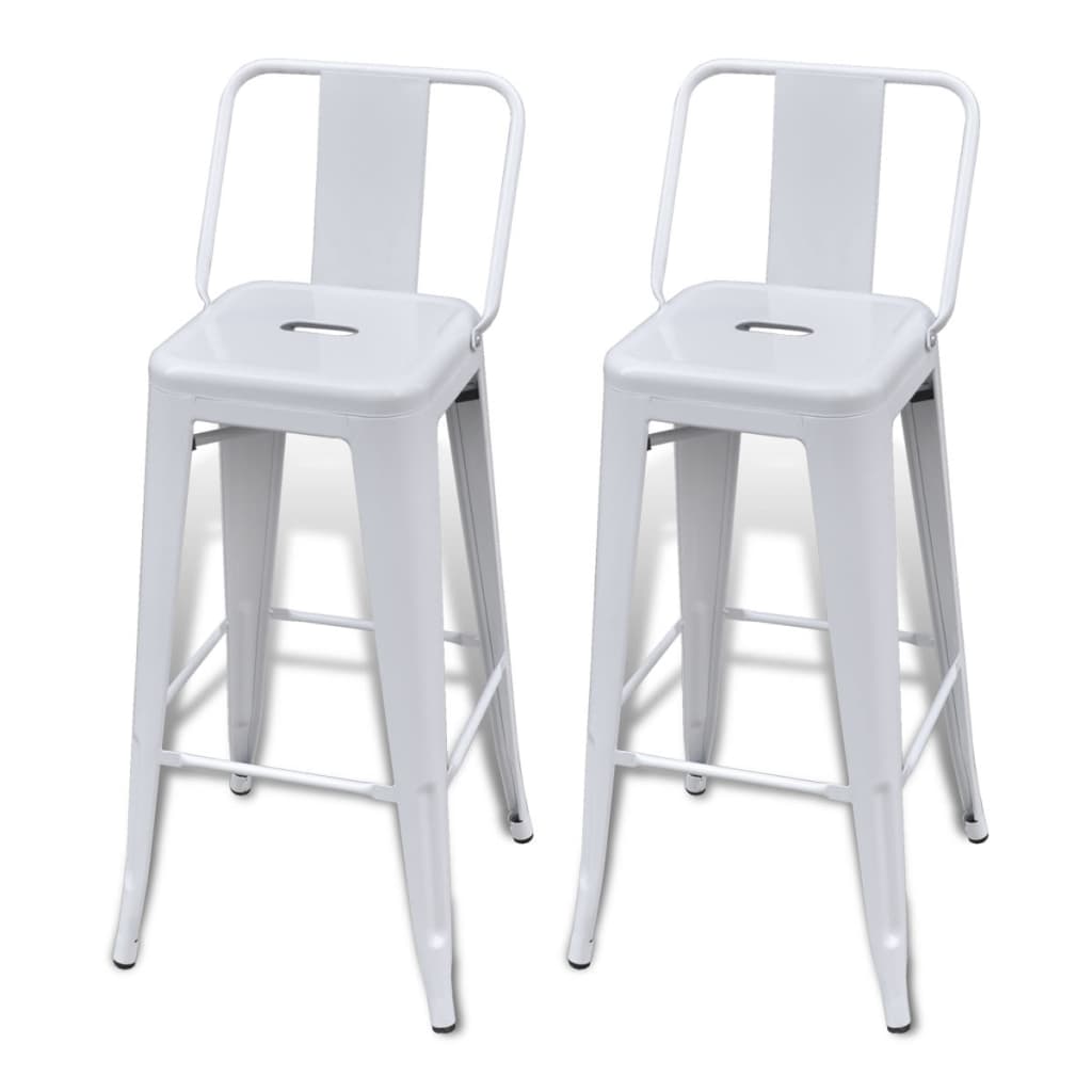 vidaXL Barski stolci od čelika 2 kom bijeli