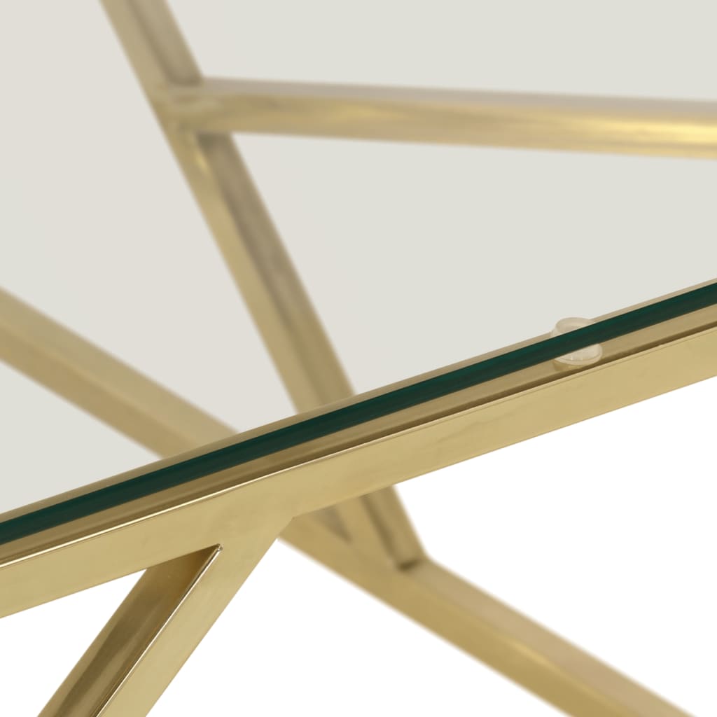 vidaXL Stolić za kavu zlatni od nehrđajućeg čelika i kaljenog stakla
