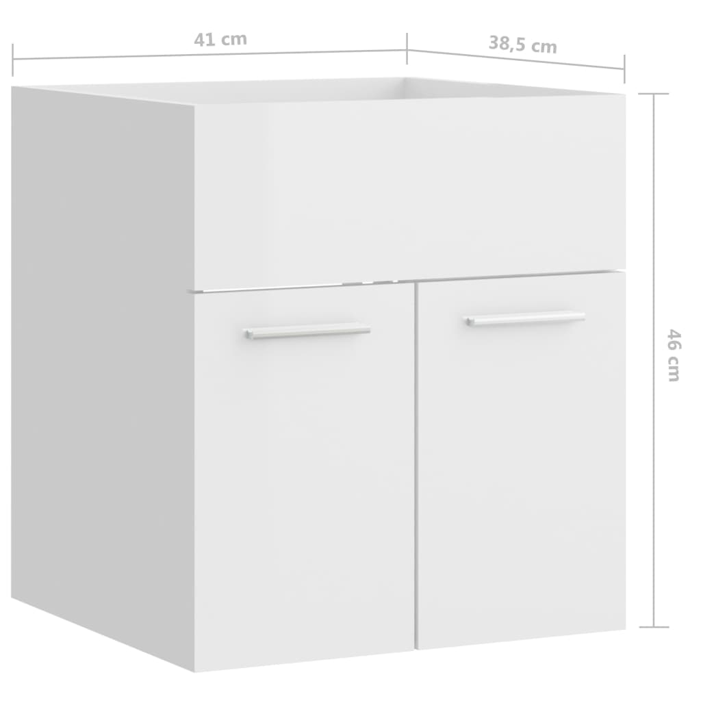 vidaXL Ormarić za umivaonik visoki sjaj bijeli 41x38,5x46 cm drveni