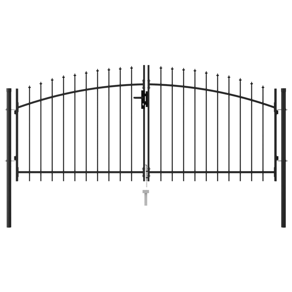 vidaXL Dvostruka vrata za ogradu sa šiljcima na vrhu 3 x 1,25 m crna