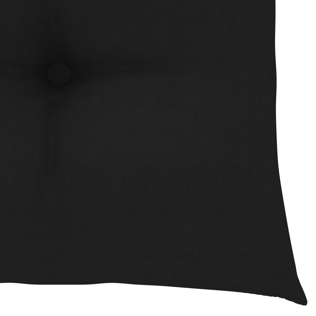 vidaXL Stolica za ljuljanje s crnim jastukom od masivne tikovine