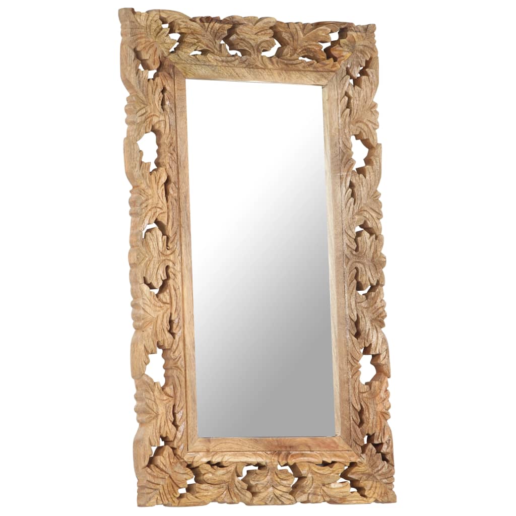 vidaXL Ručno izrezbareno ogledalo smeđe 80 x 50 cm masivno drvo manga