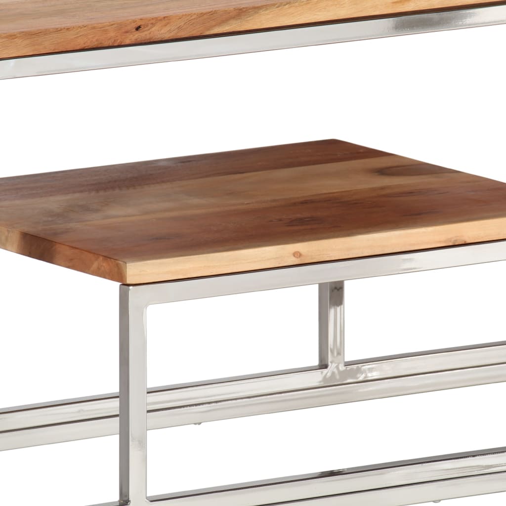 vidaXL Konzolni stol srebrni od nehrđajućeg čelika i bagremovog drva