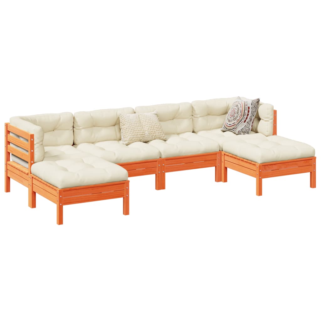vidaXL 6-dijelni set vrtnih sofa s jastucima voštano smeđi od borovine