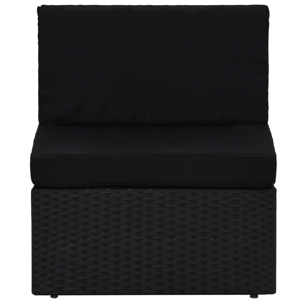 vidaXL 7-dijelna vrtna garnitura od poliratana s jastucima crna
