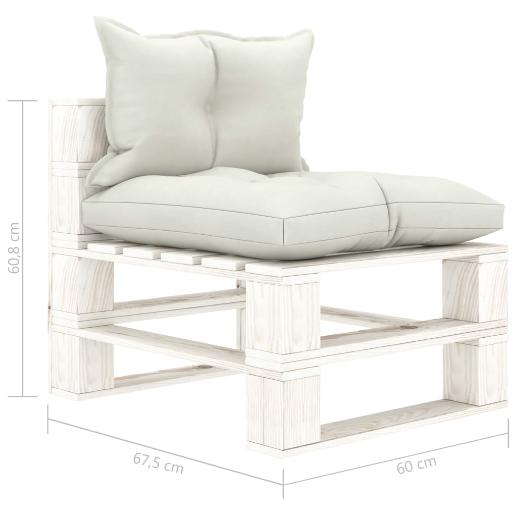 vidaXL Srednja vrtna sofa od paleta s bež jastucima drvena