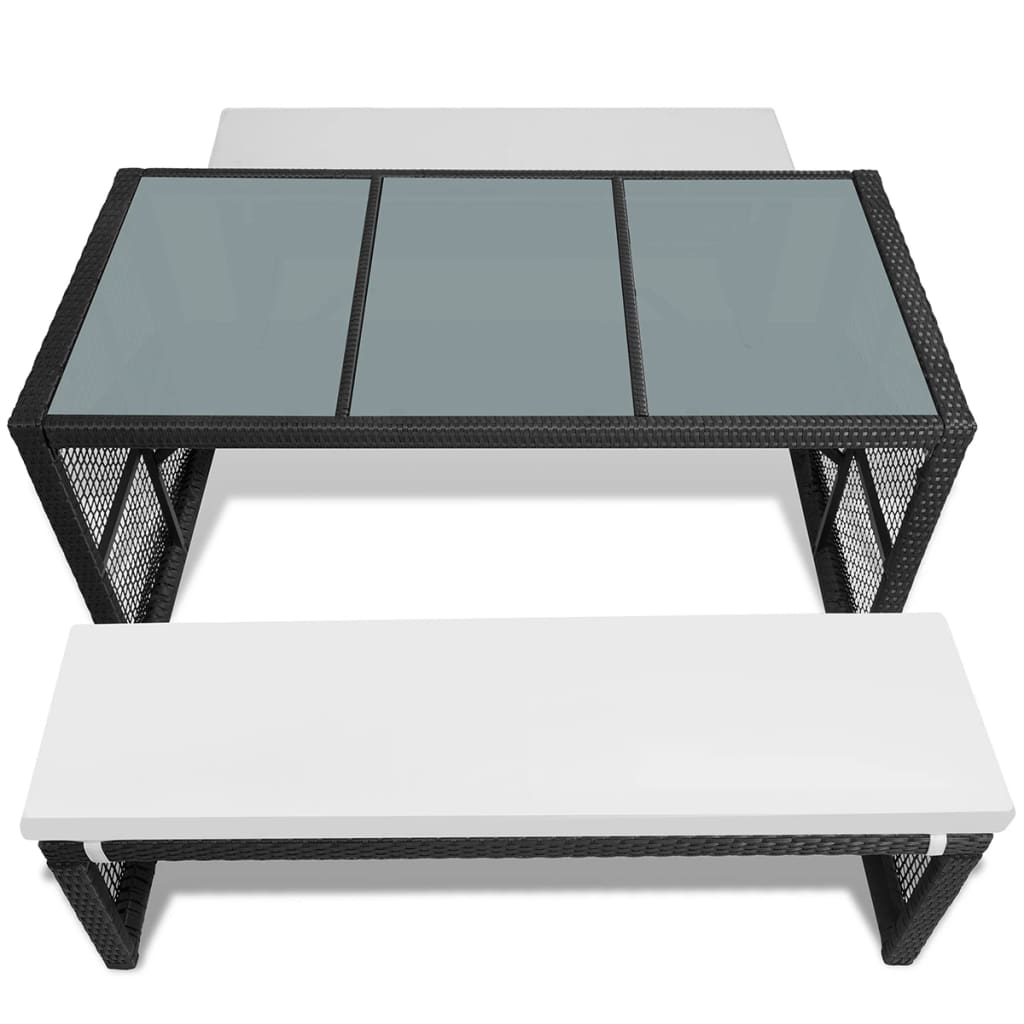 vidaXL Pivski stol s 2 klupe 160 cm poliratan crni
