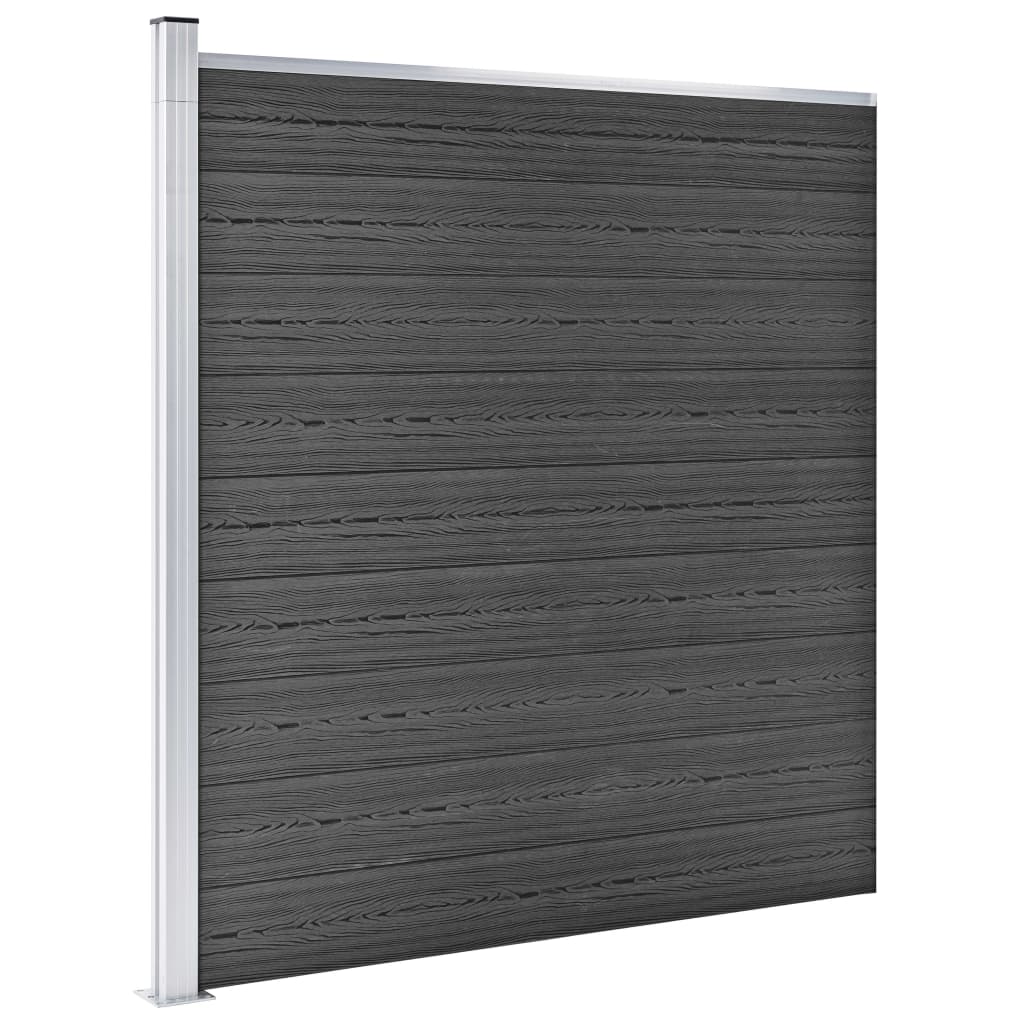 vidaXL Set panela za ogradu WPC 792 x (105 - 186) cm crni