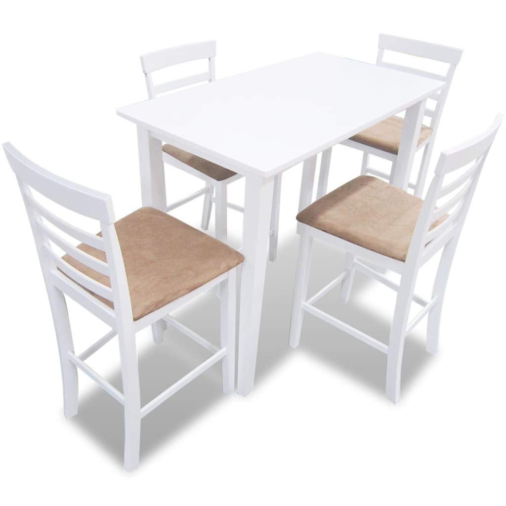 Bijeli drveni set barskog stola i 4 barske stolice
