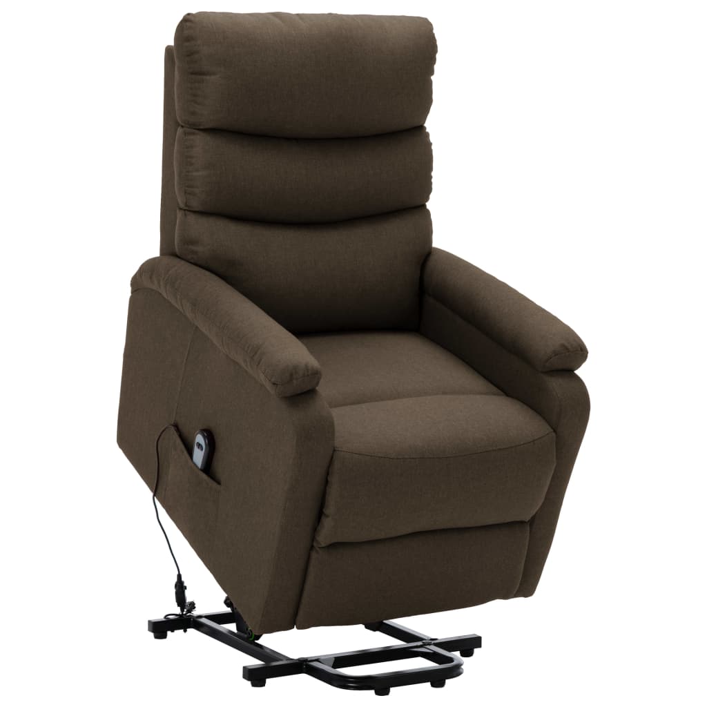 vidaXL Fotelja na podizanje od tkanine smeđa