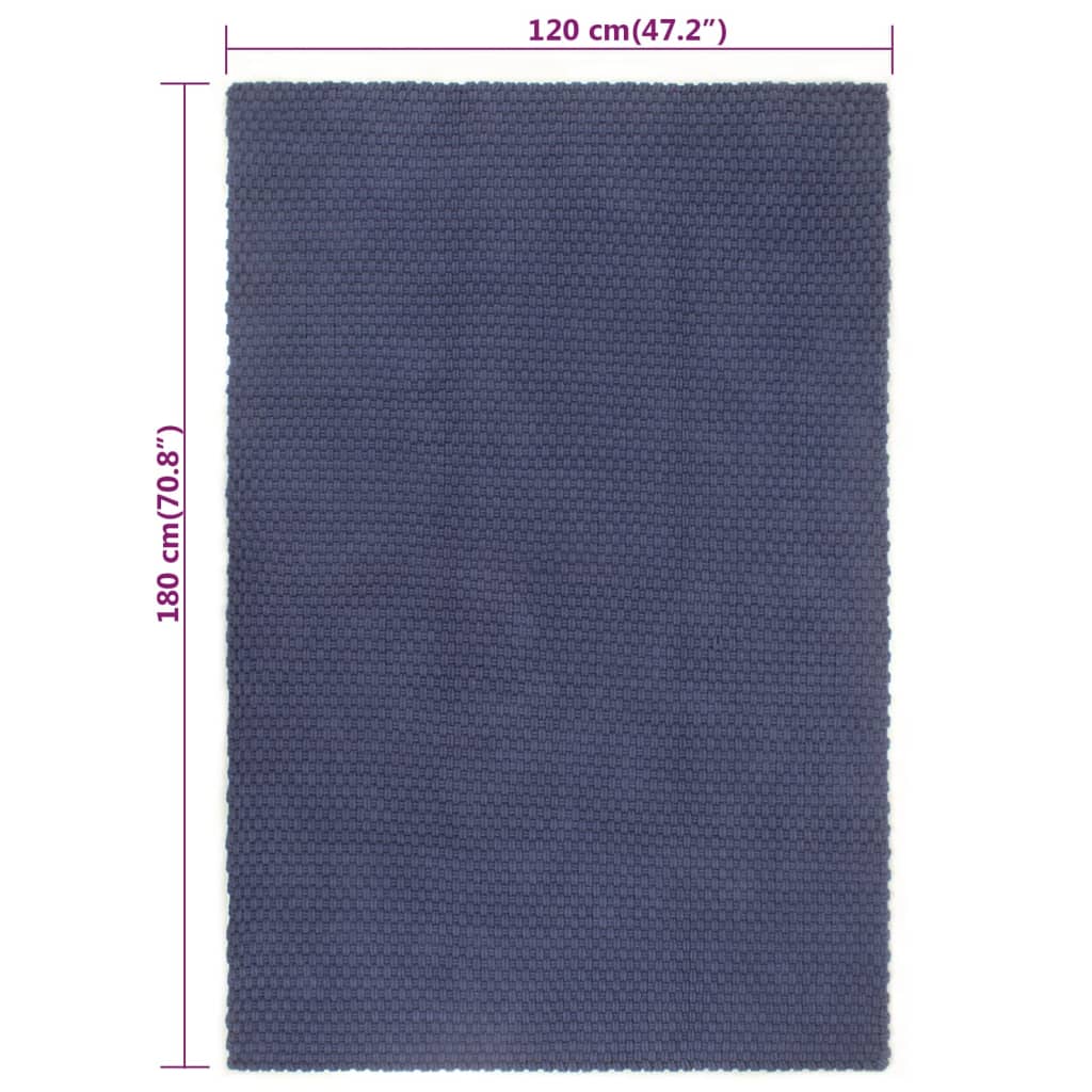 vidaXL Tepih pravokutni modri 120x180 cm pamučni