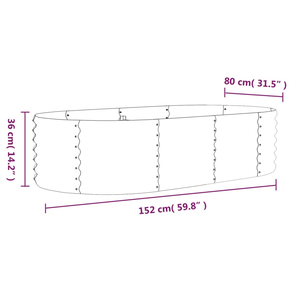 vidaXL Povišena vrtna gredica od čelika 152 x 80 x 36 cm antracit