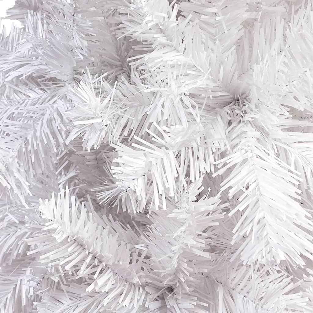 vidaXL Tanko osvijetljeno božićno drvce s kuglicama bijelo 120 cm