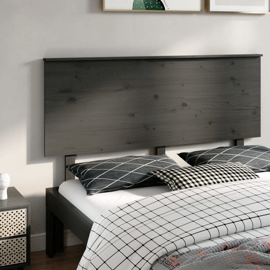 vidaXL Uzglavlje za krevet sivo 154 x 6 x 82,5 cm od masivne borovine