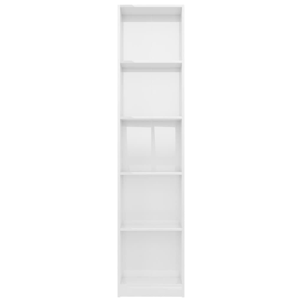 vidaXL Ormarić za knjige s 5 razina sjajni bijeli 40x24x175 cm drveni
