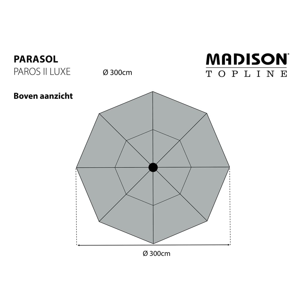 Madison suncobran Paros II Luxe 300 cm sivi