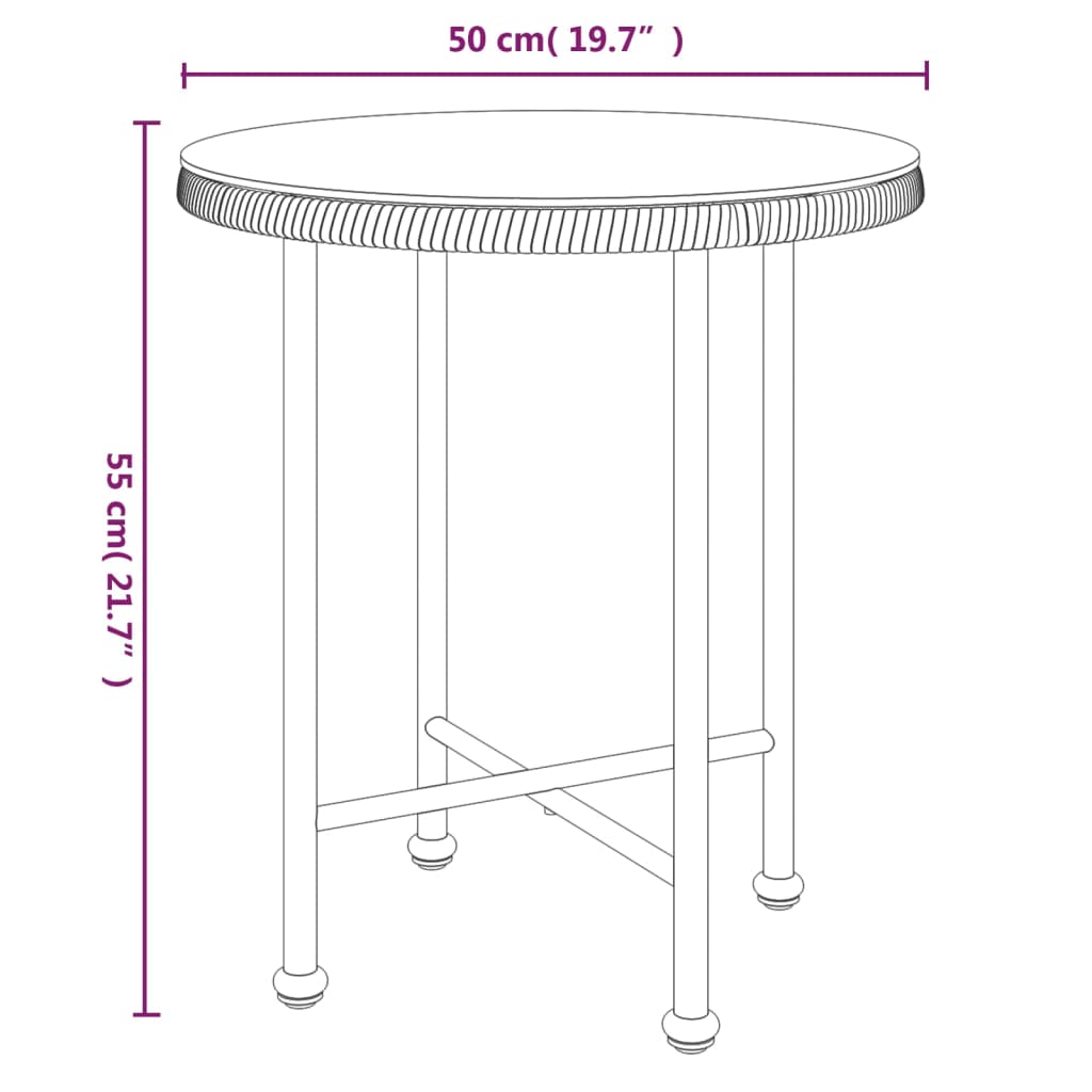 vidaXL Blagovaonski stol crni Ø 50 cm od kaljenog stakla i čelika