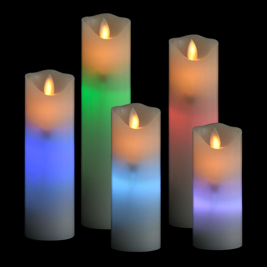 vidaXL 5-dijelni set električnih LED svijeća s daljinskim raznobojni