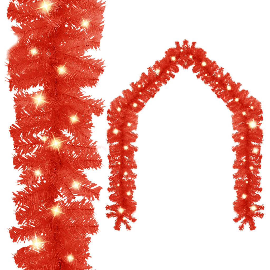 vidaXL Božićna girlanda s LED svjetlima 5 m crvena