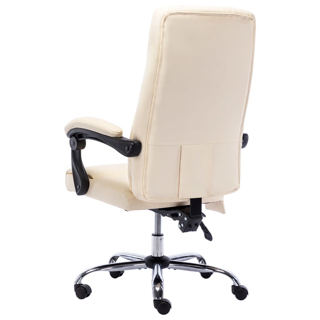 vidaXL Masažna uredska stolica od umjetne kože krem