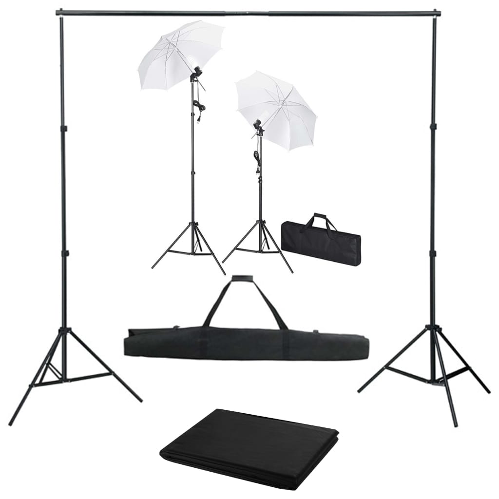 vidaXL Fotografska oprema s pozadinom, svjetiljkama i kišobranima