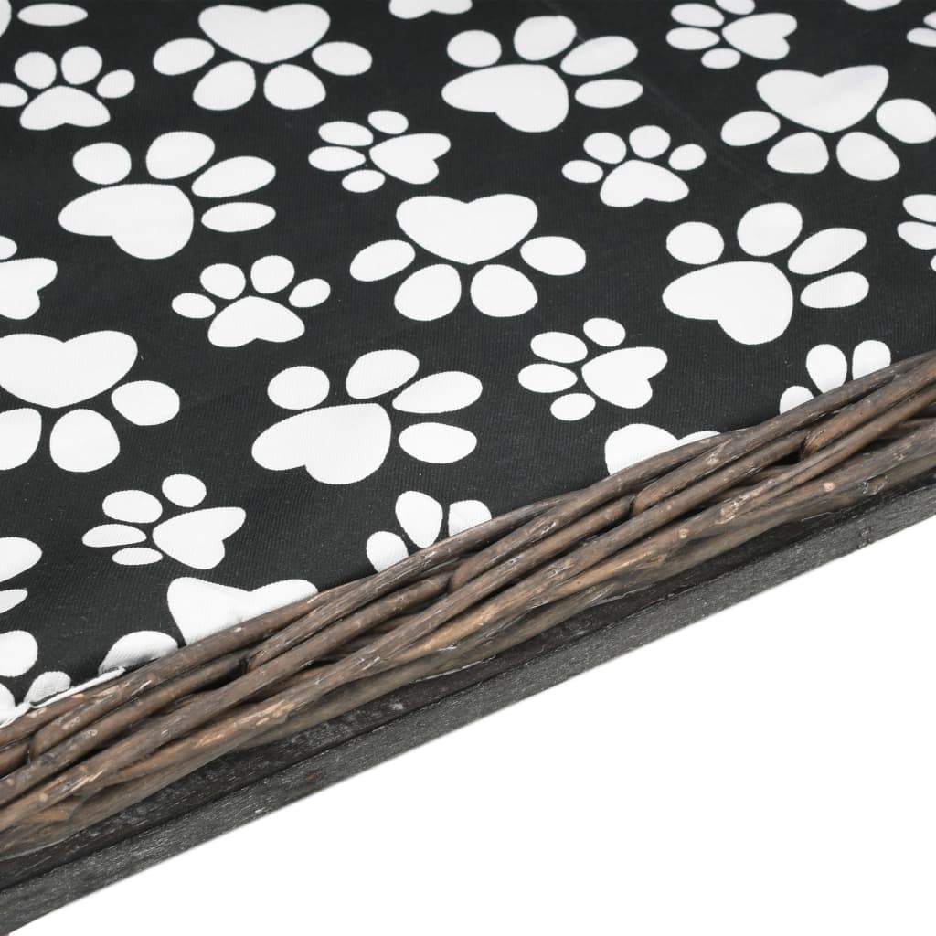 vidaXL Košara za pse s jastukom siva 50 x 33 x 30 cm od prirodne vrbe