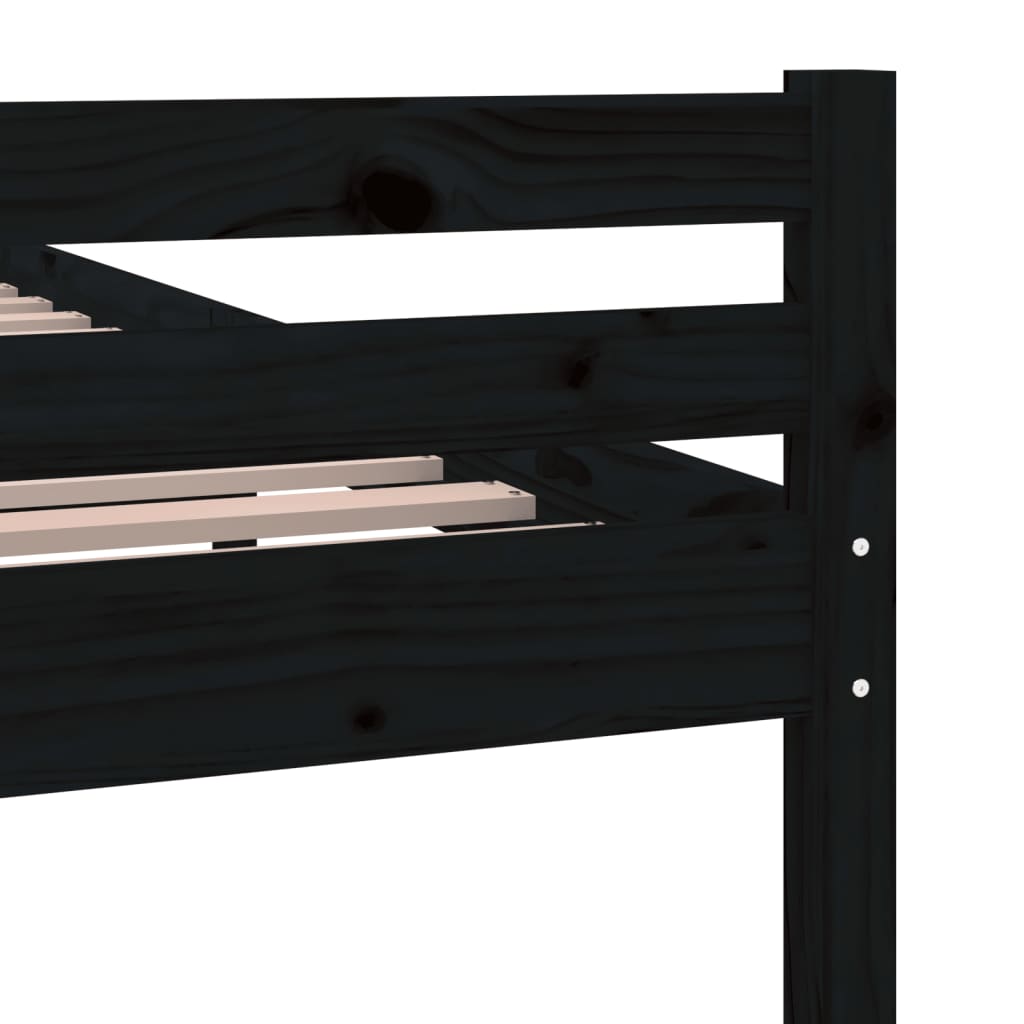 vidaXL Okvir za krevet od masivnog drva crni 140 x 200 cm