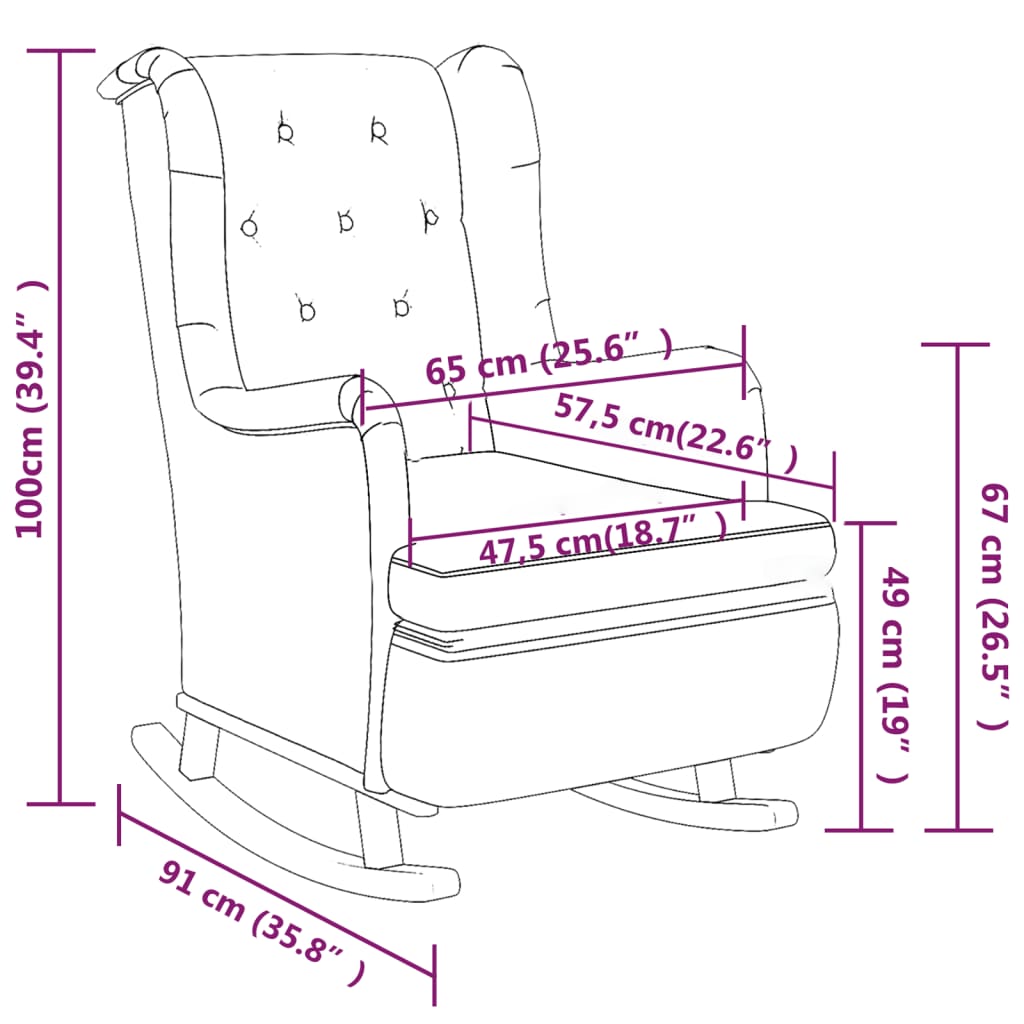 vidaXL Fotelja od tkanine s ljuljajućim nogama i tabureom tamnosiva