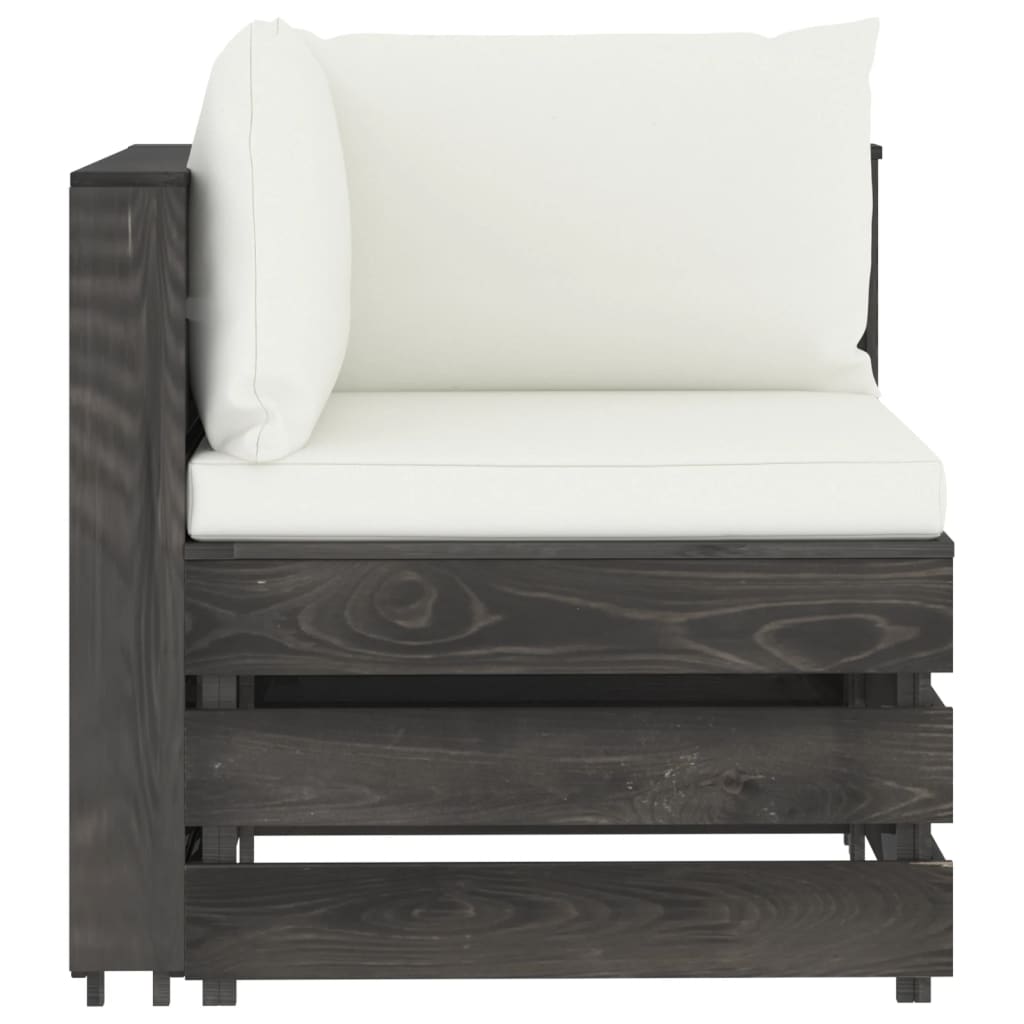 vidaXL Modularna kutna sofa s jastucima od sivo impregniranog drva
