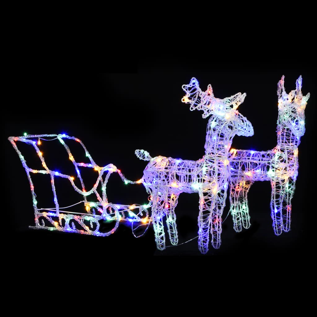 vidaXL Ukrasni božićni sobovi i sanjke 160 LED žarulja 130 cm akrilni