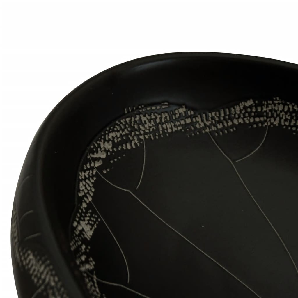 vidaXL Nadgradni umivaonik crni ovalni 59x40x15 cm keramički