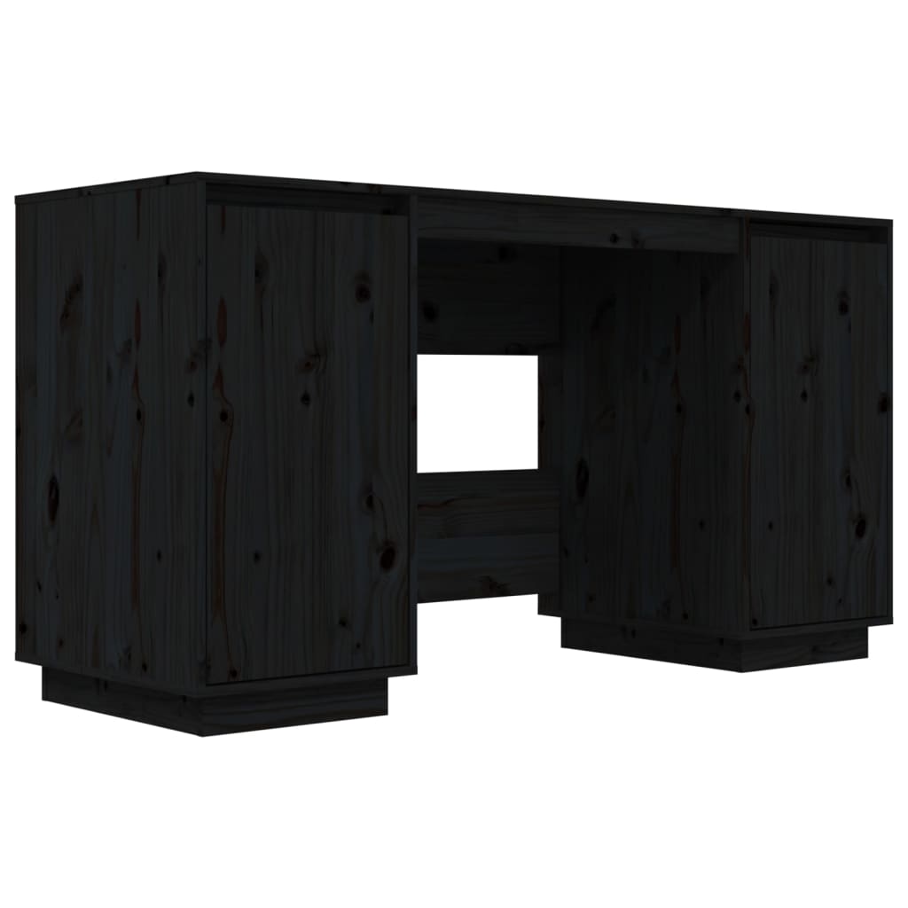 vidaXL Radni stol crni 140 x 50 x 75 cm od masivne borovine