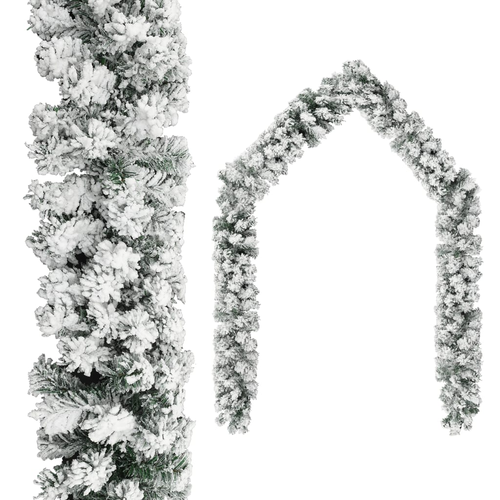 vidaXL Božićna girlanda s LED svjetlima i snijegom zelena 10 m PVC