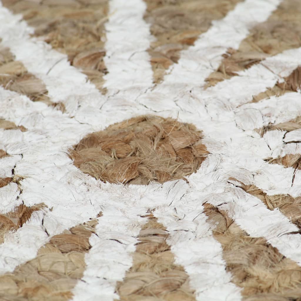 vidaXL Ručno rađeni tepih od jute s bijelim uzorkom 120 cm