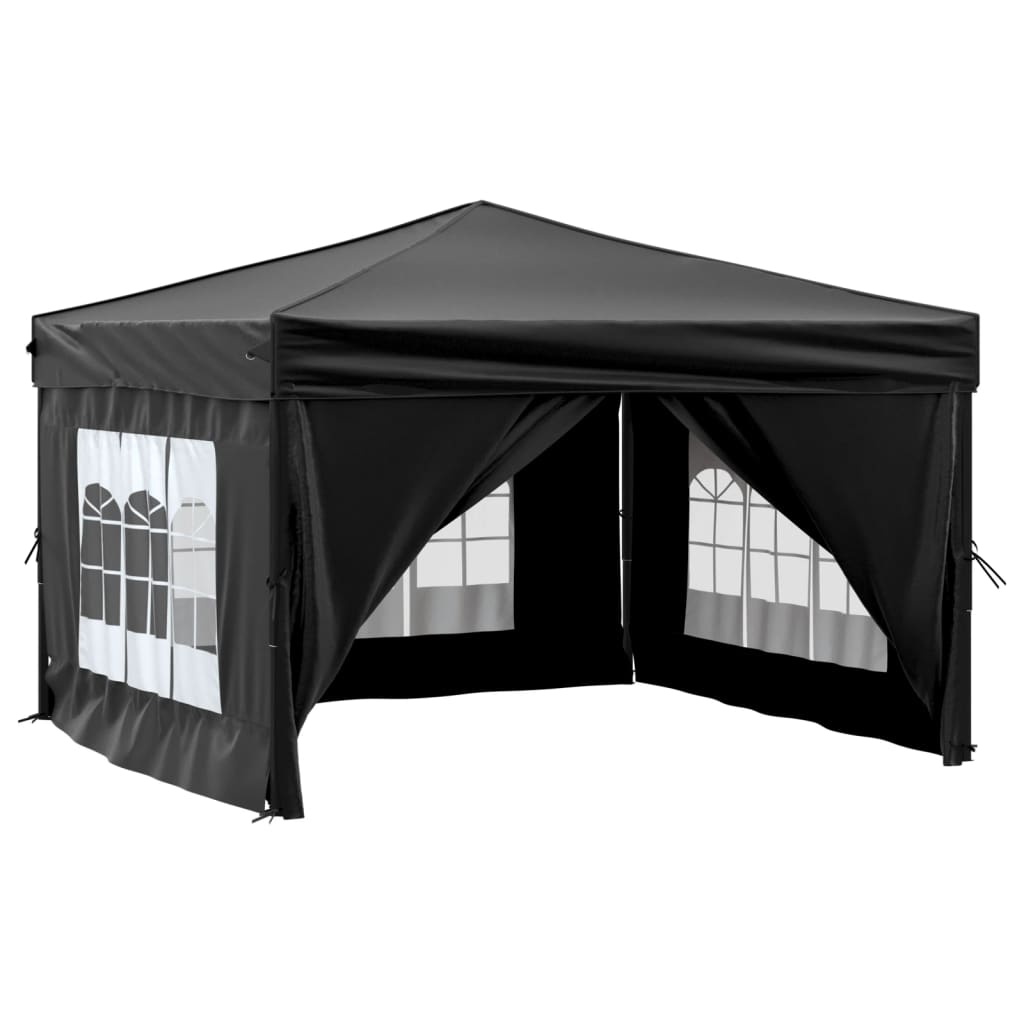 vidaXL Sklopivi šator za zabave s bočnim zidovima 3 x 3 m crni