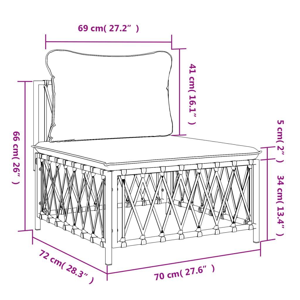vidaXL Srednja vrtna sofa od tkane tkanine s jastucima antracit