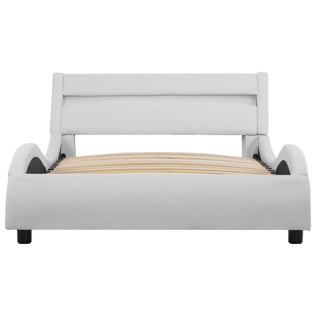 vidaXL Okvir za krevet od umjetne kože s LED svjetlom bijeli 90x200 cm