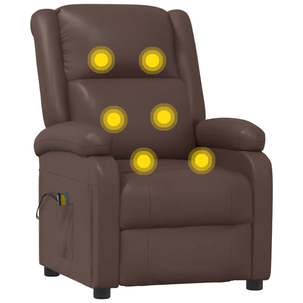 vidaXL Električna masažna fotelja od umjetne kože smeđa