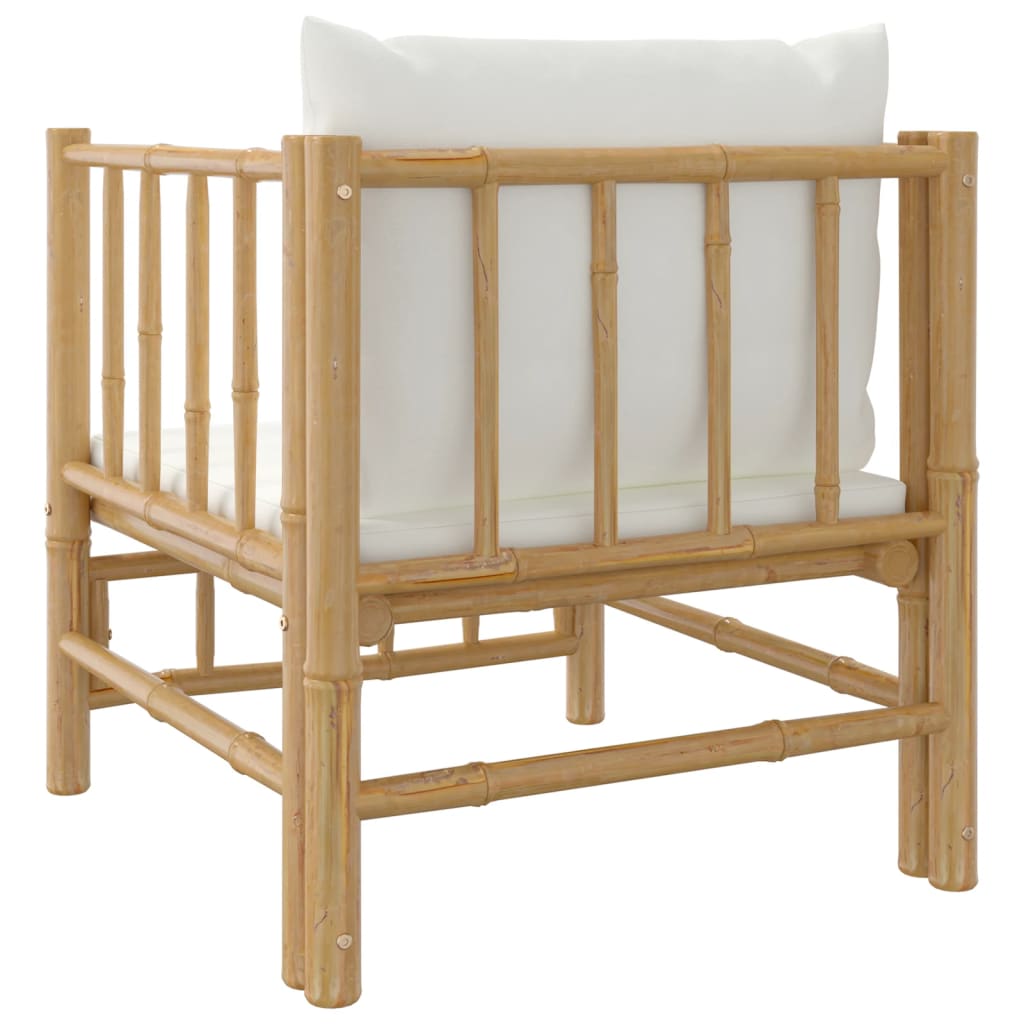 vidaXL Vrtna sofa od bambusa s krem bijelim jastucima