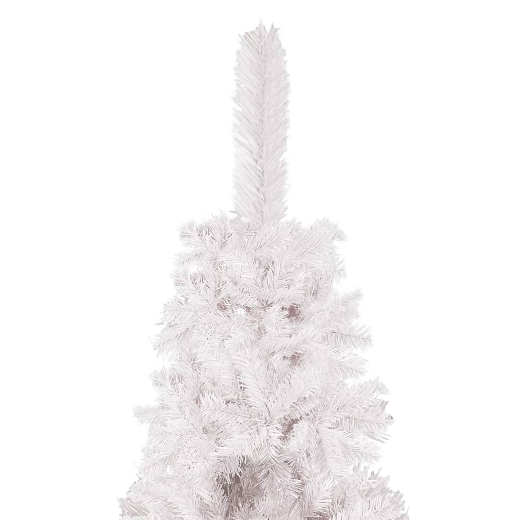 vidaXL Tanko osvijetljeno božićno drvce s kuglicama bijelo 210 cm