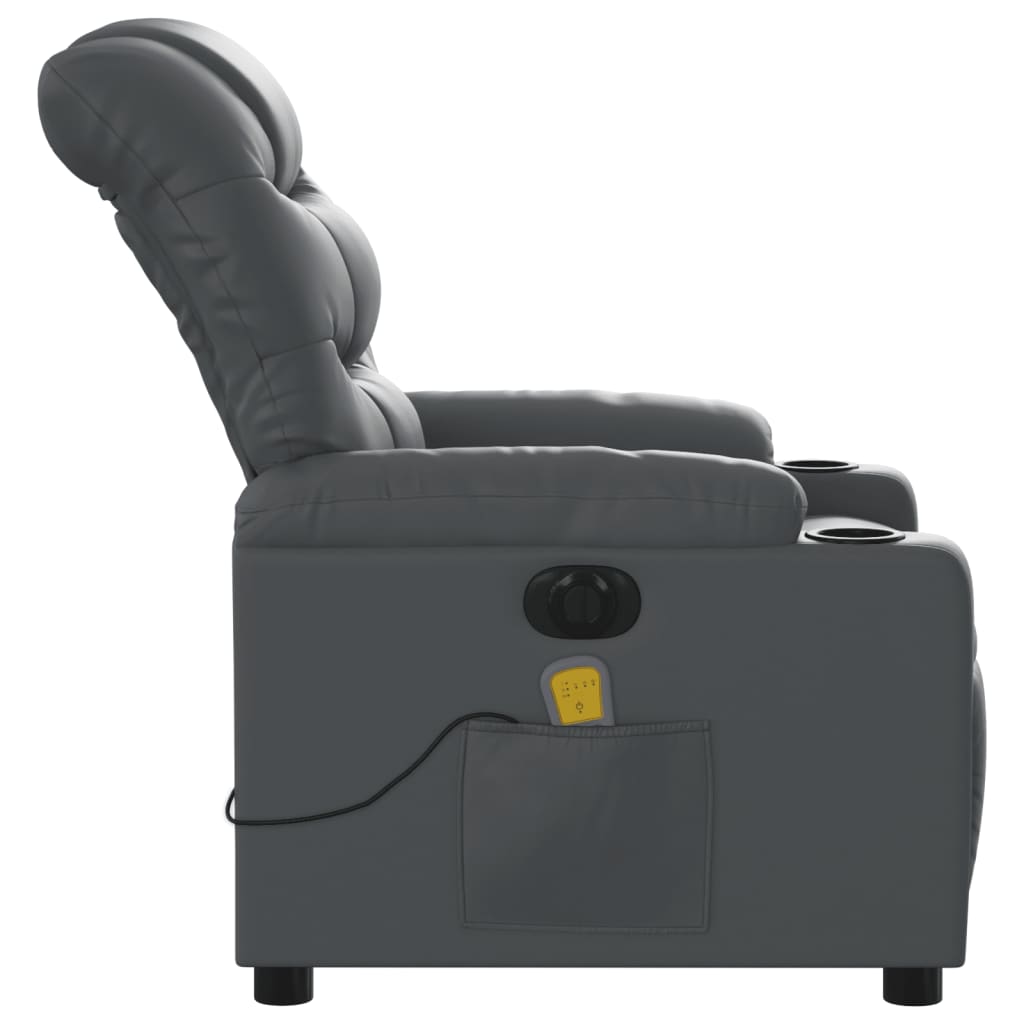 vidaXL Električni masažni naslonjač od umjetne kože sivi