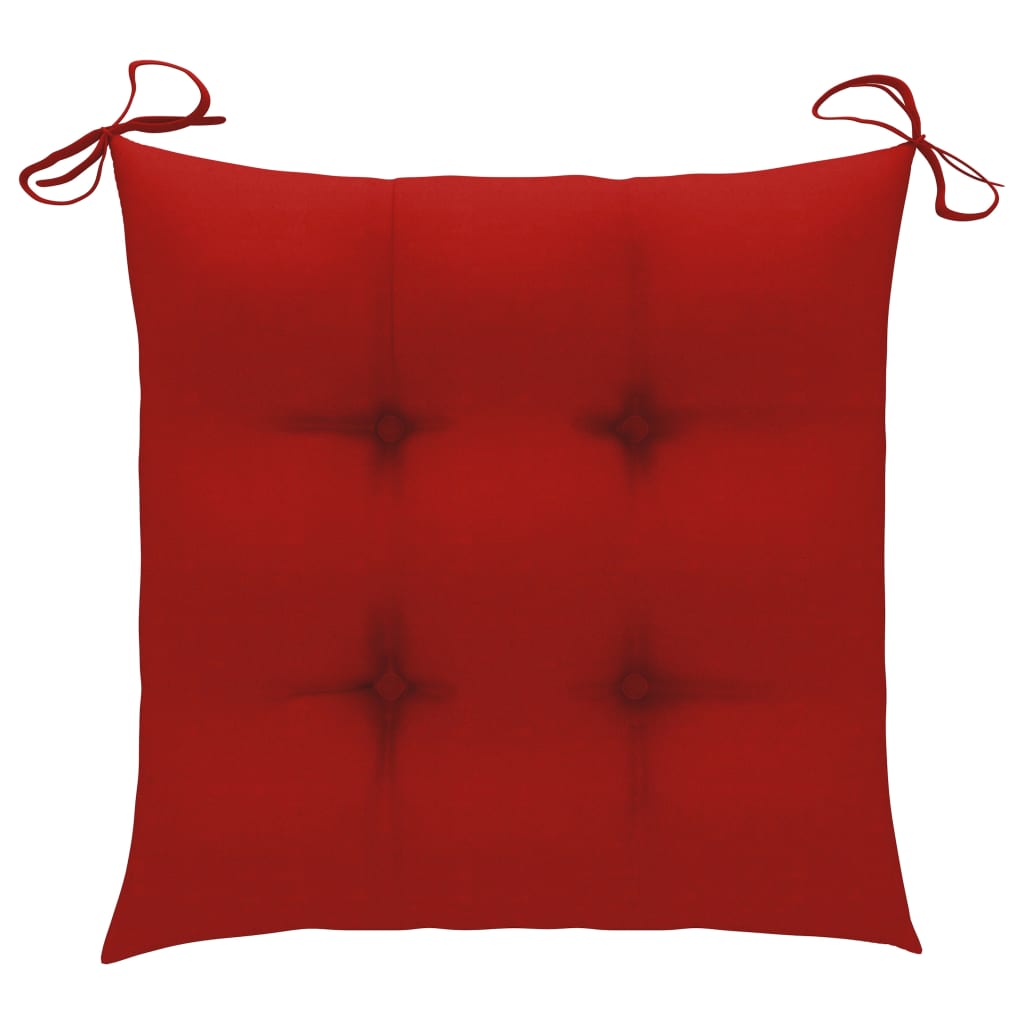 vidaXL Stolica za ljuljanje s crvenim jastukom od masivne tikovine