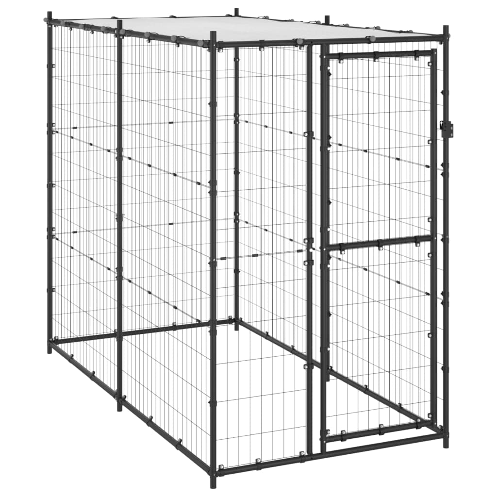 vidaXL Vanjski kavez za pse s krovom čelični 110 x 220 x 180 cm