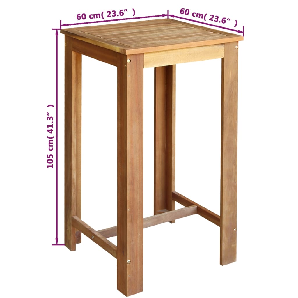vidaXL Barski stol od masivnog drva akacije 60 x 60 x 105 cm