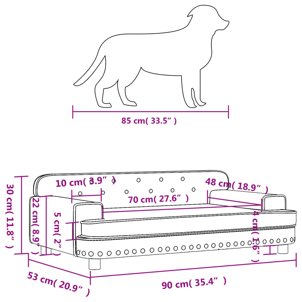 vidaXL Krevet za pse smeđi 90 x 53 x 30 cm od umjetne kože