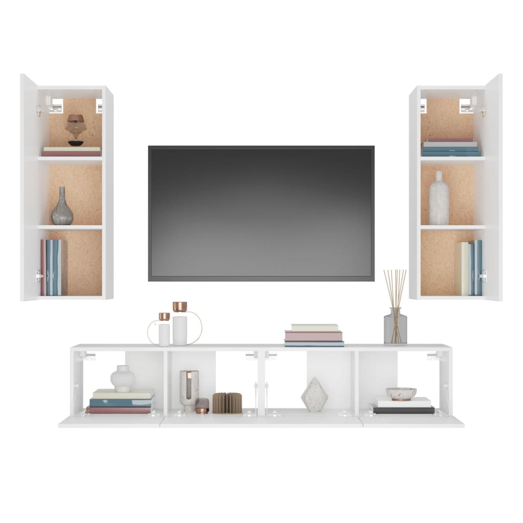 vidaXL 4-dijelni set TV ormarića bijeli od konstruiranog drva