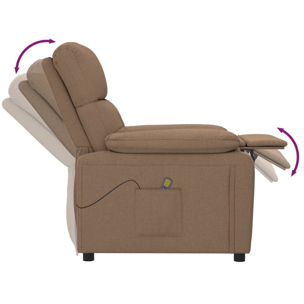 vidaXL Masažna fotelja od tkanine smeđa