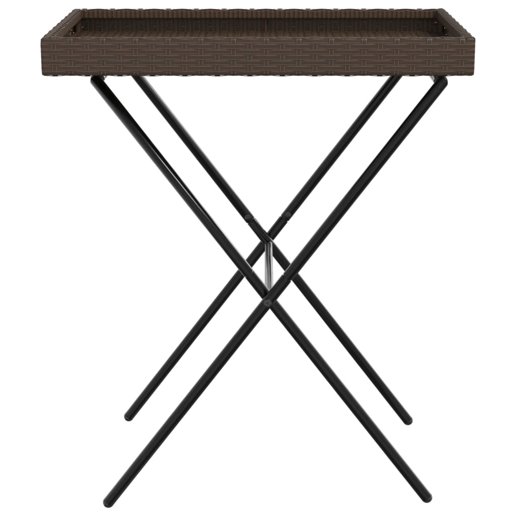 vidaXL Sklopivi stol s pladnjem smeđi 65 x 40 x 75 cm od poliratana